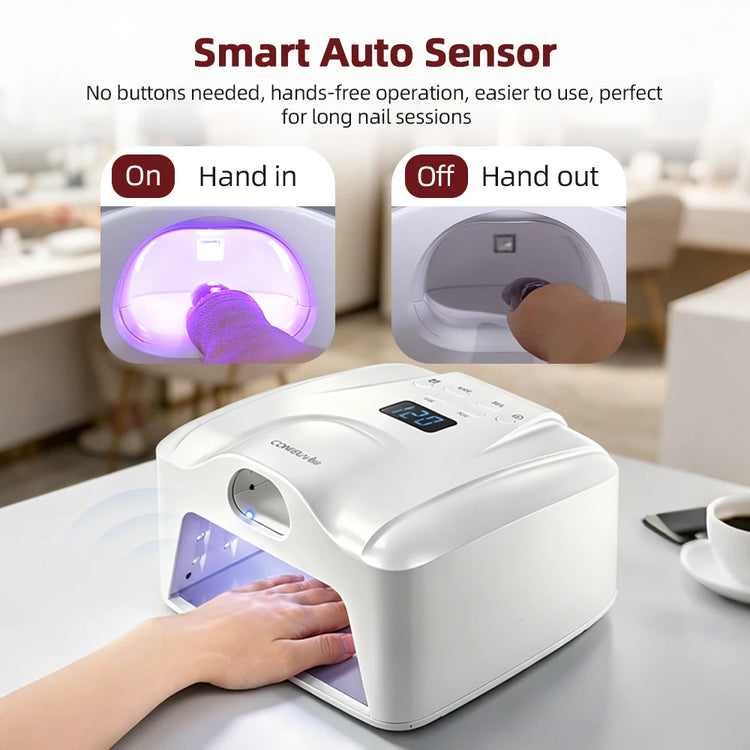 2 IN 1 UV LED Nail Dryer Auto Sensor 78 LEDs Dual Port Fast Curing Nail Light for Single Finger Toe Full Hand Manicure Pedicure
