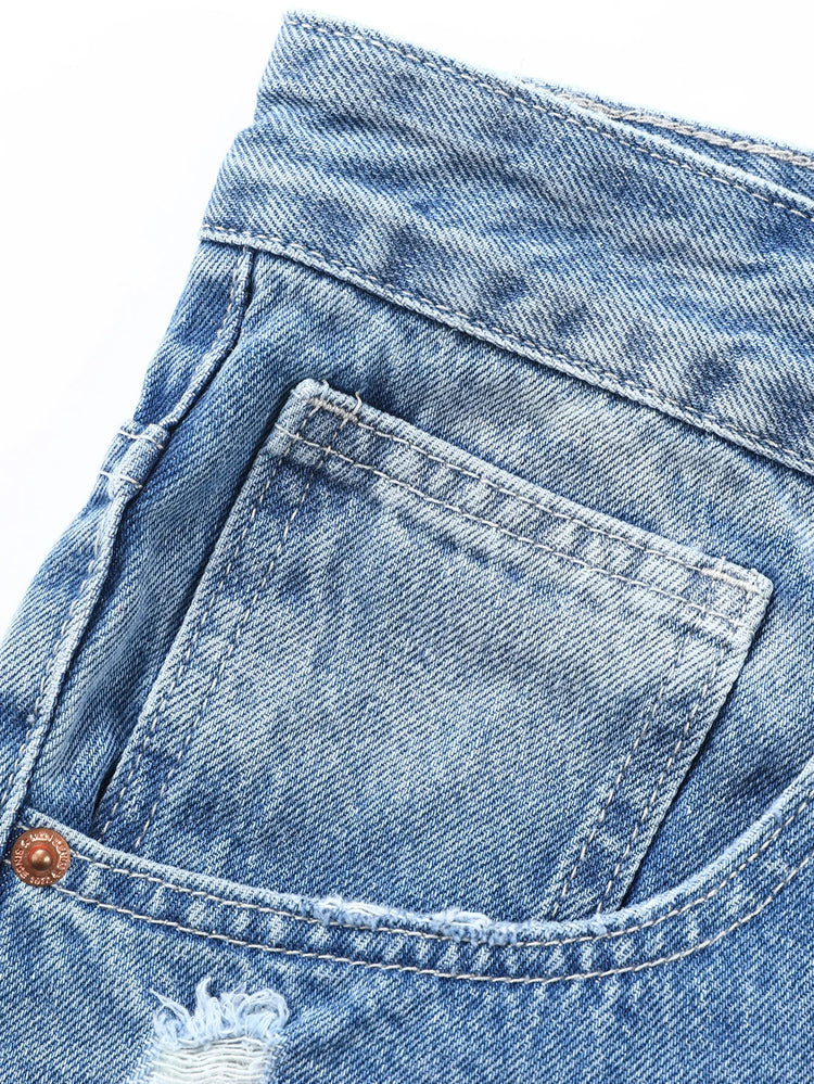 Men's Ripped Baggy Jeans Loose Fit Distressed Denim Pants Light Wash Y2K Streetwear Wide Leg Style PlatiNum