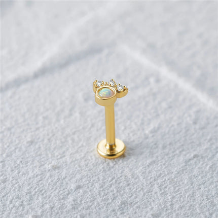 CANNER 1PC 925 Sterling Silver Exquisite Crown Opal Piercing Earring for Women Ear Studs Cartilage Earring Body Jewelry Gift PlatiNum