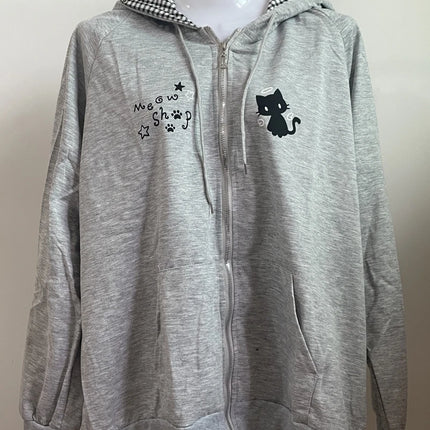 Zipper Hoodie Gothic Cartoon Kawaii Cat Ear Y2k Jacket Zip Up Thin Coat Spring Autumn Cute Core 2000s Clothes Fall Sweatshirts