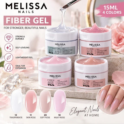 4Pcs 15ml Fiber Builder Gel Set for Nail Extension Clear Soft Rose Milky Rose Skin Rose Strengthening UV LED Nail Gel Manicure Nail Art Kit