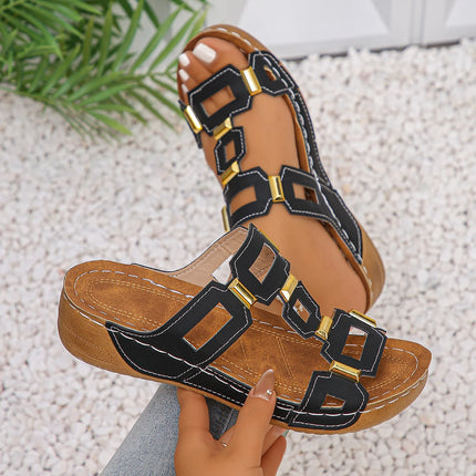 Women's Roman Style Large Size Sandals Beach Open Toe Slippers Summer Wedges Comfortable Outdoor Slip-on Shoes for Women