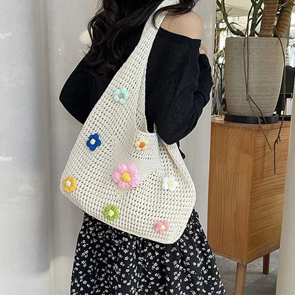 New Women's Versatile Braided Shoulder Bag, Simple and Casual for Holidays and the Beach, with Internal Compartments