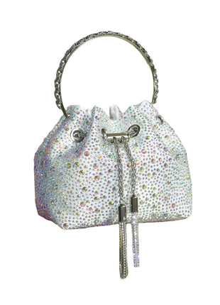 Handle Rhinestones Evening clutch Bag Purses and handbag luxury Designer shoulder bag Shiny Crystal Clutch purse bucket bag PlatiNum