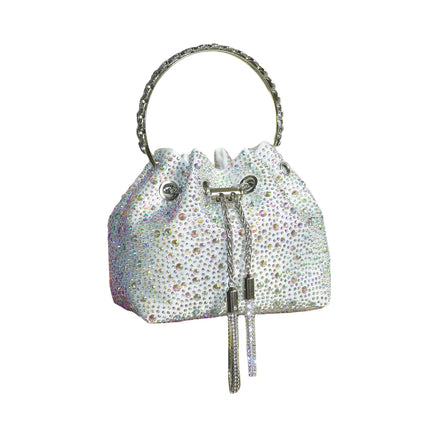 Handle Rhinestones Evening clutch Bag Purses and handbag luxury Designer shoulder bag Shiny Crystal Clutch purse bucket bag PlatiNum
