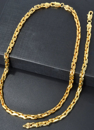 Sunny Jewelry Set Classic placcato oro collana bracciale per donna uomo Luxury Punk rame Link catene collana braccialetto regalo platinumshop