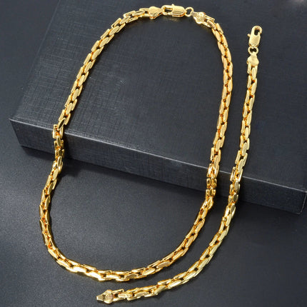 Sunny Jewelry Set Classic placcato oro collana bracciale per donna uomo Luxury Punk rame Link catene collana braccialetto regalo platinumshop