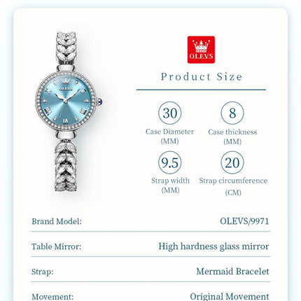 OLEVS 9971 orologio al quarzo per donna scala romana abito elegante orologio da donna moda impermeabile luminoso orologio a mano di lusso originale platinumshop