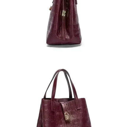 CH Large Capacity Handbag Luxury Brand Temperament Letter Print with Lock Design 2025 Trendy Women's Crossbody Bag PlatiNum
