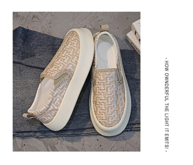 2025 Autumn New Fashion Shallow Mouth Casual Canvas Shoes for Men Breathable Comfortable Niche Design Versatile Chunky Sneakers