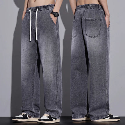 Abbigliamento da uomo Pantaloni a gamba larga Jeans larghi Streetwear Pantaloni in denim moda dritti Y2k Pantaloni da uomo in vita elastica lavati vintage