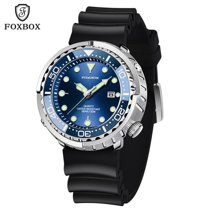 FOXBOX Top Brand Fashion Diver Watch Men 50ATM Waterproof Date Clock orologi sportivi orologio da polso al quarzo da uomo Relogio Masculino platinumshop