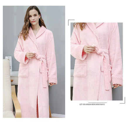 Donna Autunno e Inverno Caldo Lungo Velluto Corallo Spessore Coppia Accappatoi Da Bagno Uomo Donna Pigiama Doccia Accappatoio Asciugamani Da Bagno Per Adulti