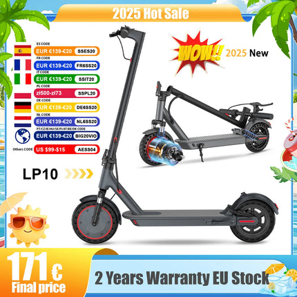 AOVOPRO LP10 Scooter elettrico a doppia assorbimento degli urti 35KM 10 pollici 35KM/H Velocità massima Cruise Control Luce a LED Monopattino elettrico