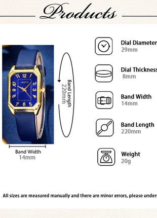 Orologi da donna quadrati di moda di lusso Orologio da polso al quarzo da donna di marca Classico semplice Femme Cinturino in pelle blu Relogio Feminino platinumshop