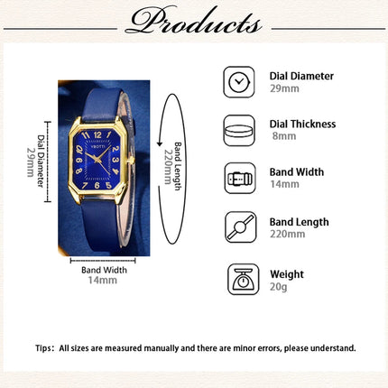 Orologi da donna quadrati di moda di lusso Orologio da polso al quarzo da donna di marca Classico semplice Femme Cinturino in pelle blu Relogio Feminino platinumshop