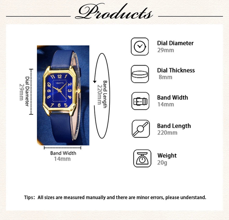 Orologi da donna quadrati di moda di lusso Orologio da polso al quarzo da donna di marca Classico semplice Femme Cinturino in pelle blu Relogio Feminino platinumshop