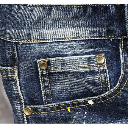 2025 Estate Nuovi Uomini di Modo Graffiti Strappati Jeans Corti Casual Sottile Foro Grande Stile Retro Pantaloncini di Jeans Maschile Vestiti di Marca