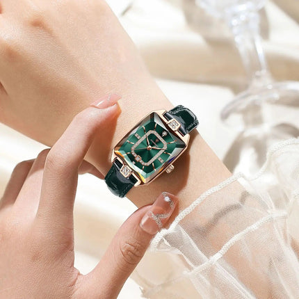 POEDAGAR Rettangolo Orologi da donna di lusso Impermeabile Data Orologio da donna in pelle Elegante orologio da polso da donna al quarzo moda Reloj regalo platinumshop