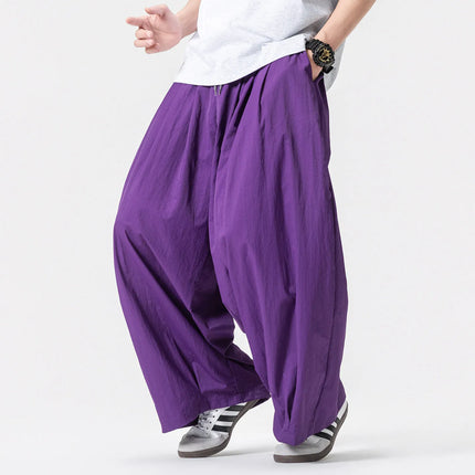 Pantaloni Harem Oversize da Uomo Leggeri Sottili Traspiranti Tinta Unita Stile Harajuku Gamba Larga Casual Moda Pantaloni Dritti Uomo 5XL