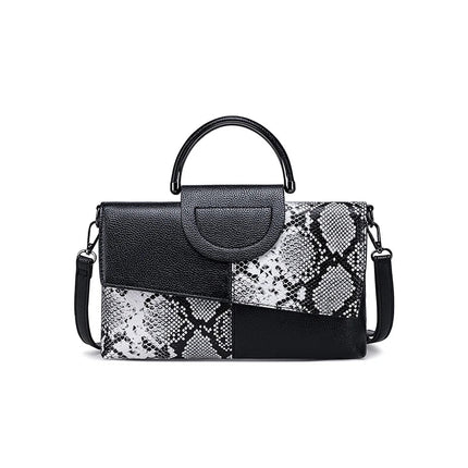 Female Shoulder Messenger Bags Casual Crossbody Bag Black PU Leather 2024Trend Women Stone Print Chain Envelope Clutch Purses PlatiNum