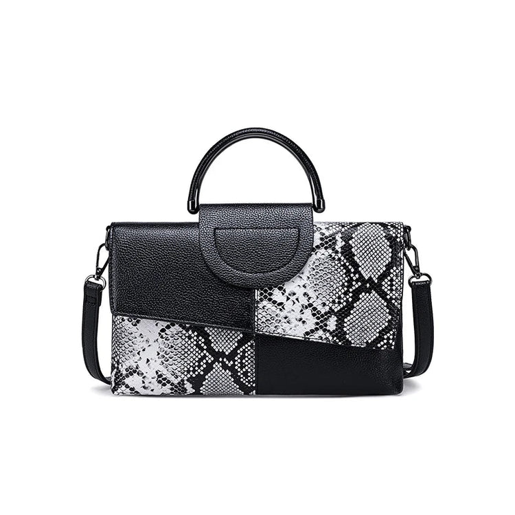 Female Shoulder Messenger Bags Casual Crossbody Bag Black PU Leather 2024Trend Women Stone Print Chain Envelope Clutch Purses PlatiNum