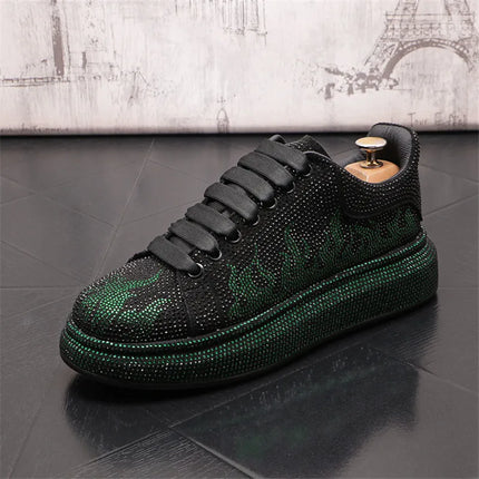 New Style Luxury Men's High Hip-hop Casual Shoes Men Black Fashion Rivets Shoes Italy Fashion Leisure Driving Loafers
