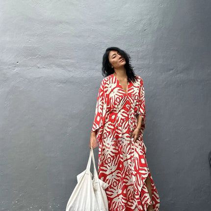Abiti caftano da donna con scollo a V, costume da bagno estivo, copricostume caftano, abiti da spiaggia maxi taglie forti platinumshop