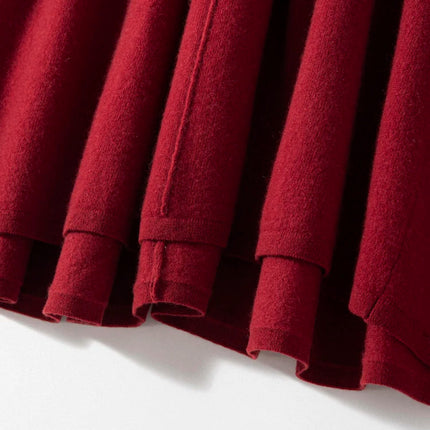 Women's Cashmere Umbrella Skirts Autumn Winter Basic Office Lady Classics 100% Cashmere Knitted A-Line High Waist Pockets Dress PlatiNum