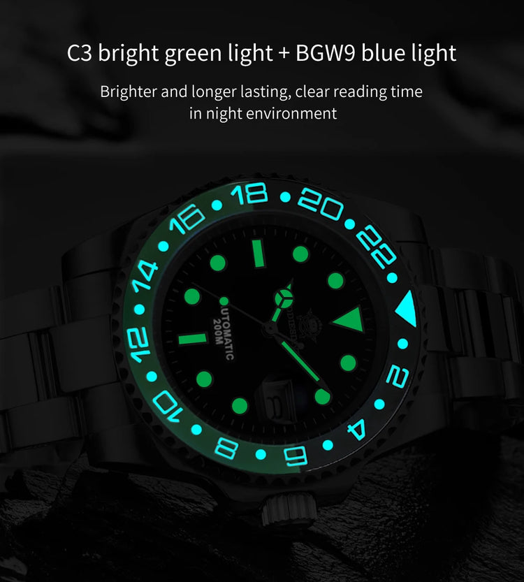 ADDIESDIVE Men's Watch NH35 Automatic Luxury Sapphire Crystal 200m Waterproof Luminous Date Stainless Watches Relogios Masculino