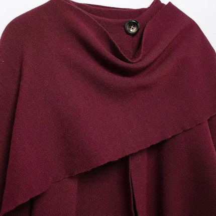 MUJER Cape Coat Women Scarf Collar Ponchos Women 2025 Shawl Long Sleeve Winter Woman Ponchos Cloak Knitted Cardigan for Women