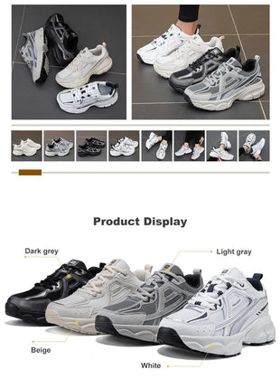 Baasploa Women Running Shoes Lightweight Breathable Sport Shoes Female Comfort White Casual Sneakers Height Increase Cushioning PlatiNum