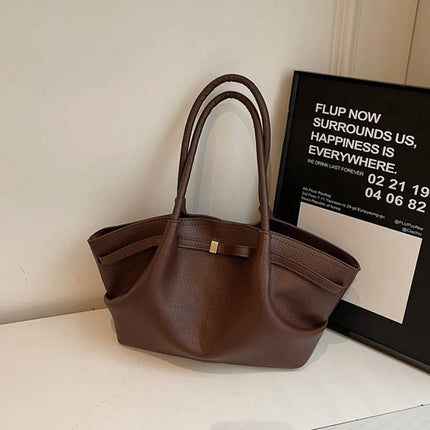 Nuove Borse a Spalla di Lusso 2026 con Motivo Lychee, in Pelle PU Tinta Unita, Borse da Donna di Grande Capacità, Borsa Tote da Viaggio