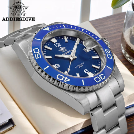 ADDIESDIVE Men Fashion Diving Mechanical Watch, Sapphire Crystal 20Bar Ceramic Bezel Super Luminous Stainless Steel Personalized