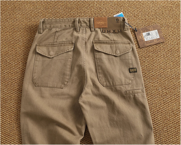 Autumn And Winter New American Retro 100% Cotton Multi-pocketed Washed Old Straight Casual Pants Loose Fashion Cargo Trousers