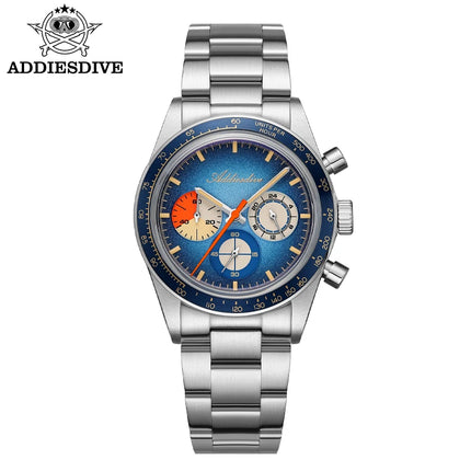 ADDIESDIVE 37mm Men's Luxury Watch 100m Water Resistance K1 Bubble Mirror Glass C3 Luminous Men's Stainless Steel Quartz Watch