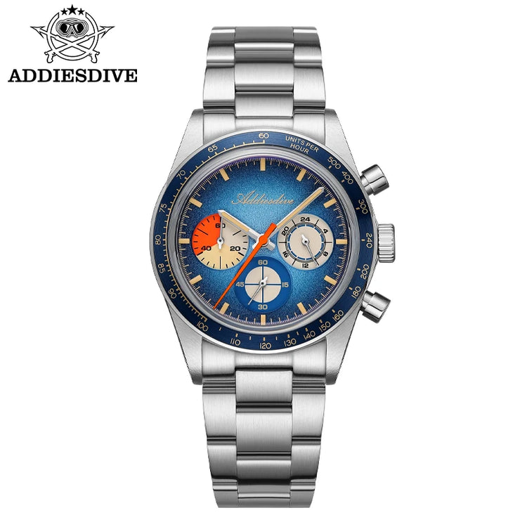 ADDIESDIVE 37mm Men's Luxury Watch 100m Water Resistance K1 Bubble Mirror Glass C3 Luminous Men's Stainless Steel Quartz Watch