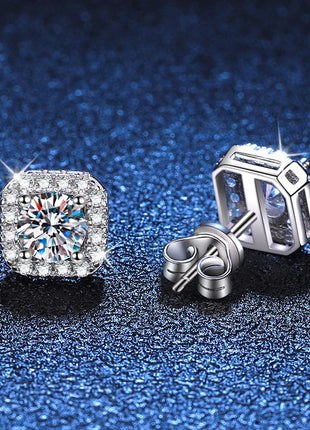 Neetim Real 0.5-1 Carat D Color Moissanite Stud Earrings For Women 100% 925 Sterling Silver Sparkling Earring Wedding Jewelry PlatiNum