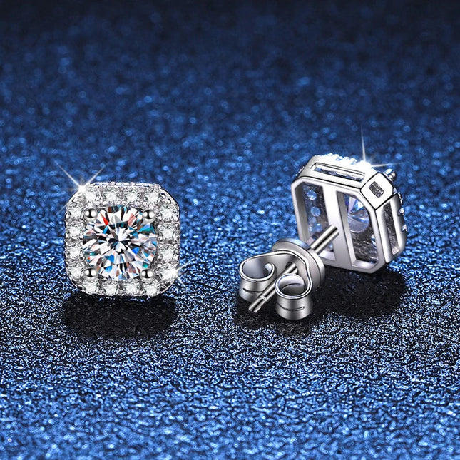 Neetim Real 0.5-1 Carat D Color Moissanite Stud Earrings For Women 100% 925 Sterling Silver Sparkling Earring Wedding Jewelry PlatiNum