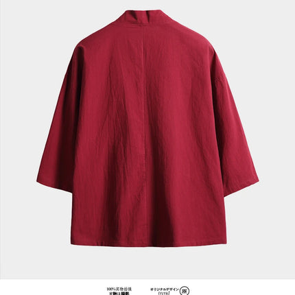 Camicia Estiva da Uomo Stile Cinese Kung Fu Tai Chi, Tinta Unita in Cotone, Comoda, Streetwear Retrò, Abbigliamento Tradizionale