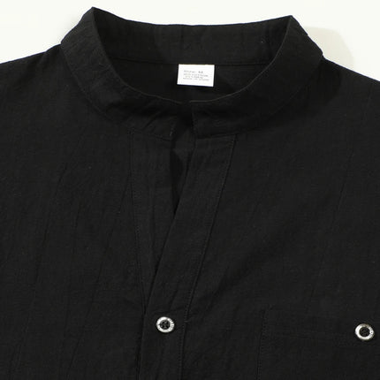 Men's Lightweight Shirts Cotton Linen Henley Long Sleeve Shirts for Men Beach Hawaiian V-Neck Top Breathable Polo
