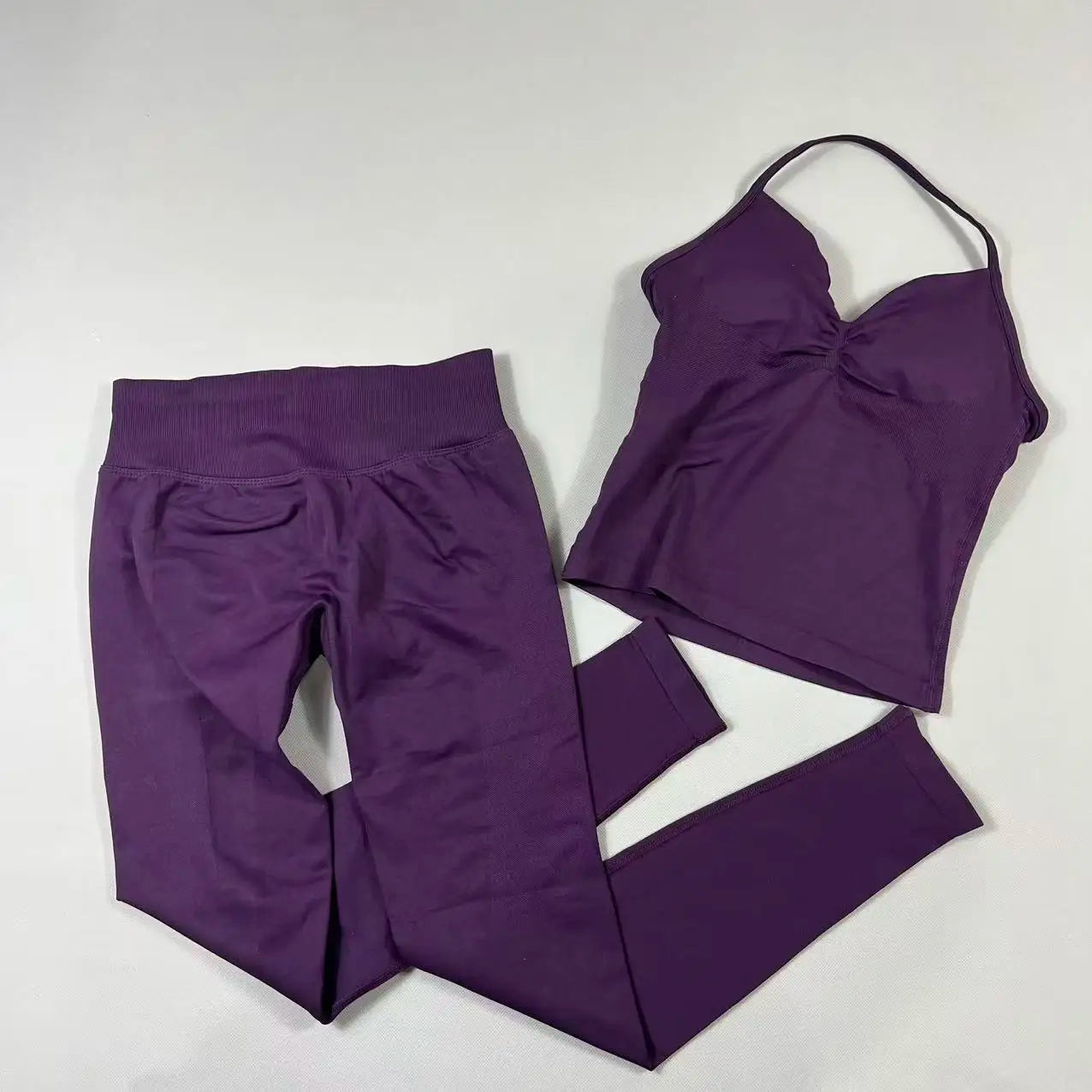 Yoga 2pcs Impact Gym Set Women Backless Tank Tops High Waist Scrunch Seamless Shorts Fitness Clothes Activewear Workout Sets