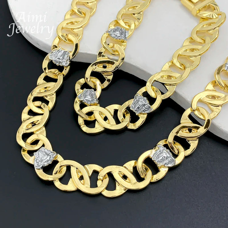 Set di Gioielli Originali per Uomo, Collana e Bracciale Hip Hop Placcati in Oro, Gioielleria alla Moda per Feste, Uso Quotidiano e Regali platinumshop