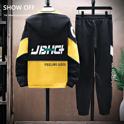 Spring Autumn New Tracksuits Men Set Casual Hooded Jacket Pants Sweatshirt Sportswear Coats Men Jacket+Pant Suits