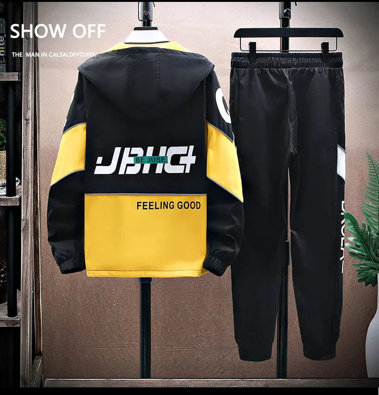 Spring Autumn New Tracksuits Men Set Casual Hooded Jacket Pants Sweatshirt Sportswear Coats Men Jacket+Pant Suits