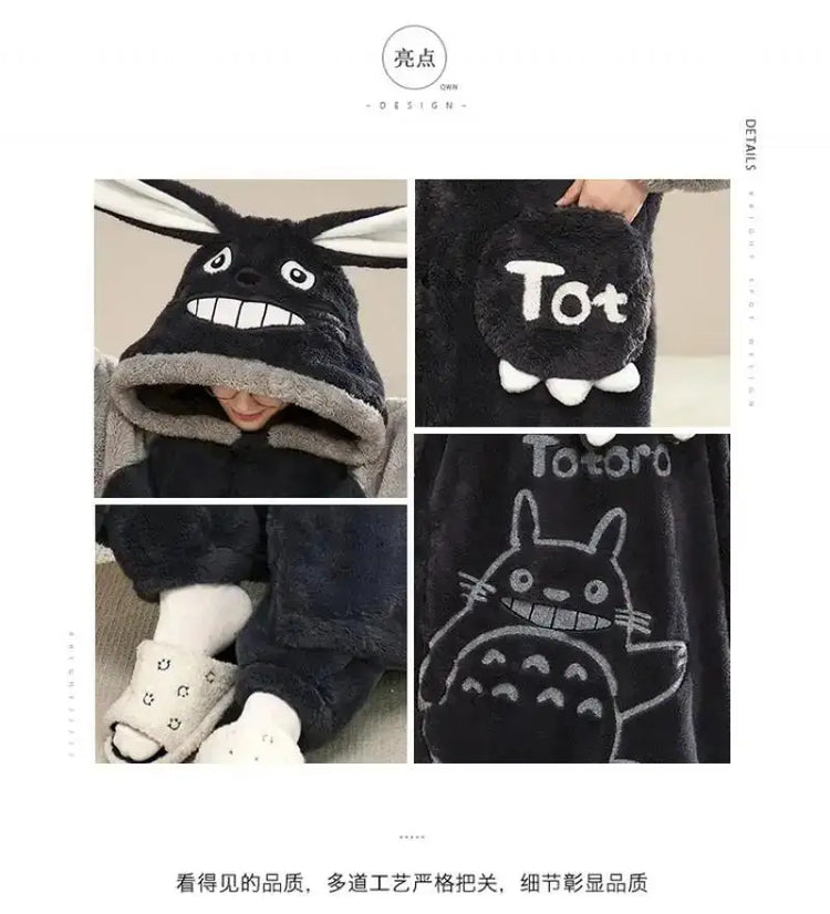 Kawaii Pokemon Pikachu Print Men's Fleece Pajama Set Hooded Robe + Pants Super Soft Winter Loungewear Cute Anime Sleepwear New