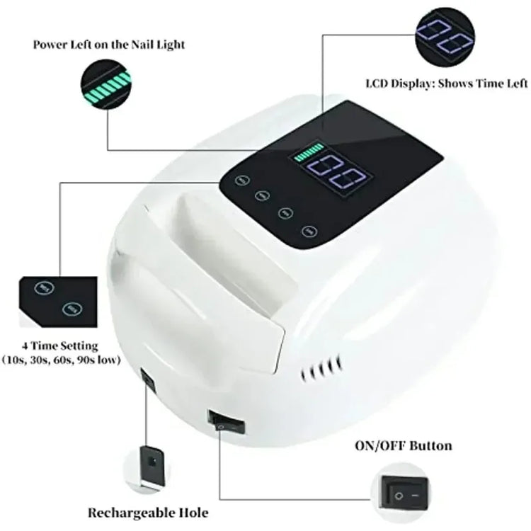Wireless Rechargeable Uv‑Led Nail‑Lamp Cordless Gel‑Polish‑Dryer For Home‑Spa‑Manicure‑Session Portable Long‑Lasting Nail‑Curing‑Light