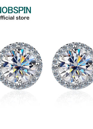 KNOBSPIN 1ct D Color Moissanite Earring For Women Wedding Fine Jewely with GRA 925 Sterling Sliver Plated 18k White Gold Earring PlatiNum