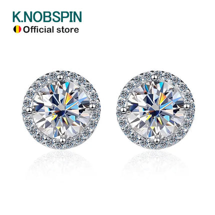 KNOBSPIN 1ct D Color Moissanite Earring For Women Wedding Fine Jewely with GRA 925 Sterling Sliver Plated 18k White Gold Earring PlatiNum