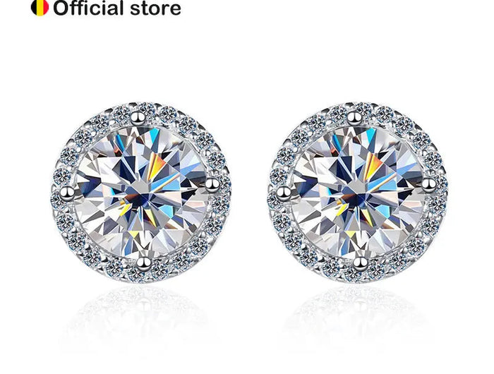 KNOBSPIN 1ct D Color Moissanite Earring For Women Wedding Fine Jewely with GRA 925 Sterling Sliver Plated 18k White Gold Earring PlatiNum